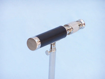 Chrome with Leather Telescope on Stand 17""