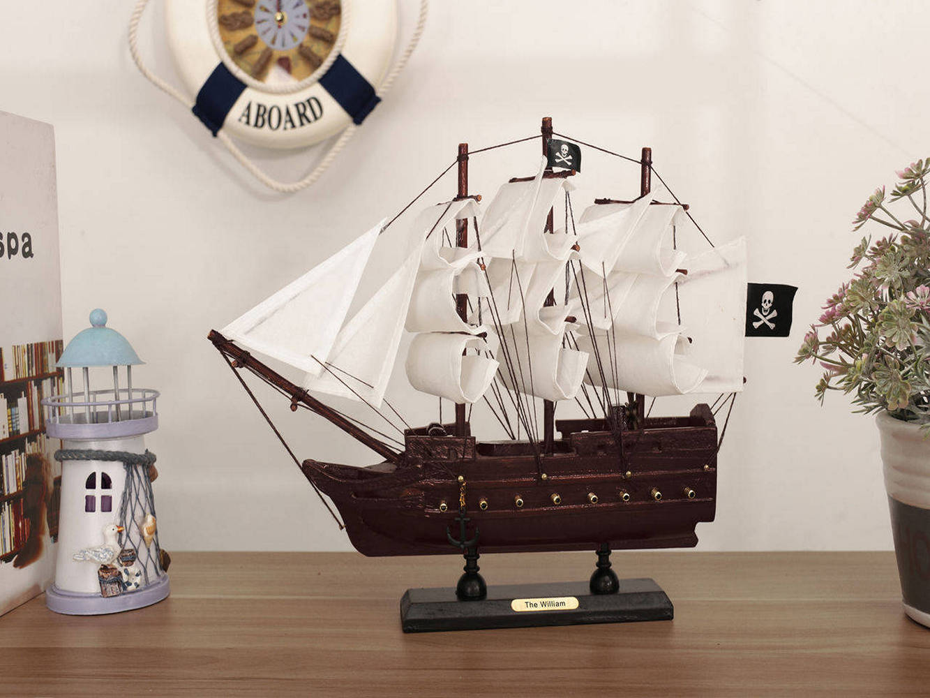 Wooden Calico Jacks The William White Sails Model Pirate Ship 12""