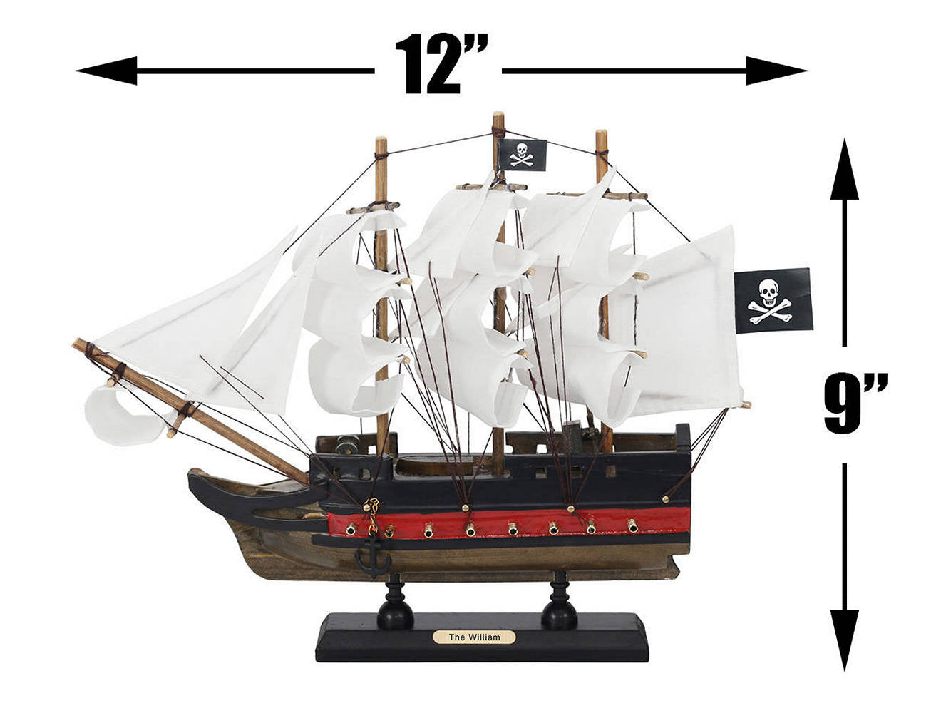Wooden Calico Jacks The William White Sails Limited Model Pirate Ship 12""