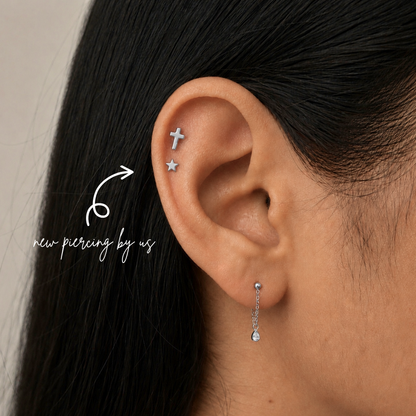 Petite Star Threadless Labret Titanium Flat Back Earring