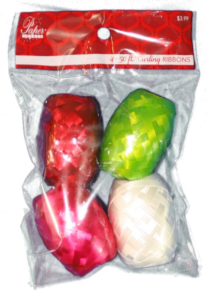 Curling Ribbon Eggs 4Pk - Blue(3)/Wht