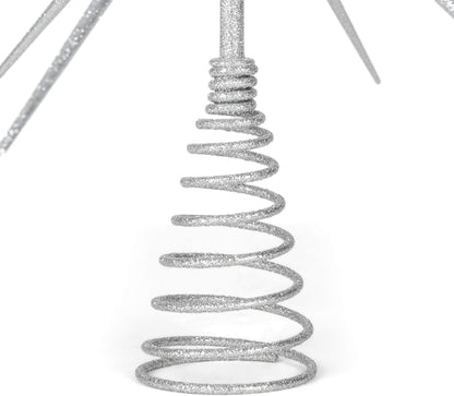 Silver Burst Tree Topper with Spike on Spring - 15 inch