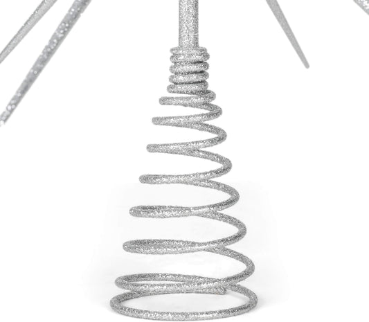 Silver Burst Tree Topper with Spike on Spring - 15 inch