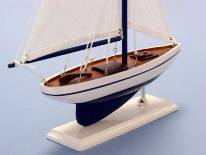 Wooden Blue Pacific Sailer Model Sailboat Decoration 17""