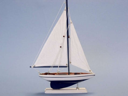 Wooden Blue Pacific Sailer Model Sailboat Decoration 17""