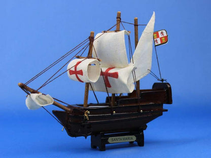 Wooden Santa Maria Tall Model Ship 7""