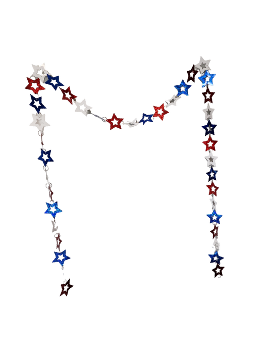 Patriotic Holgraphic Star Garland - 9 Feet
