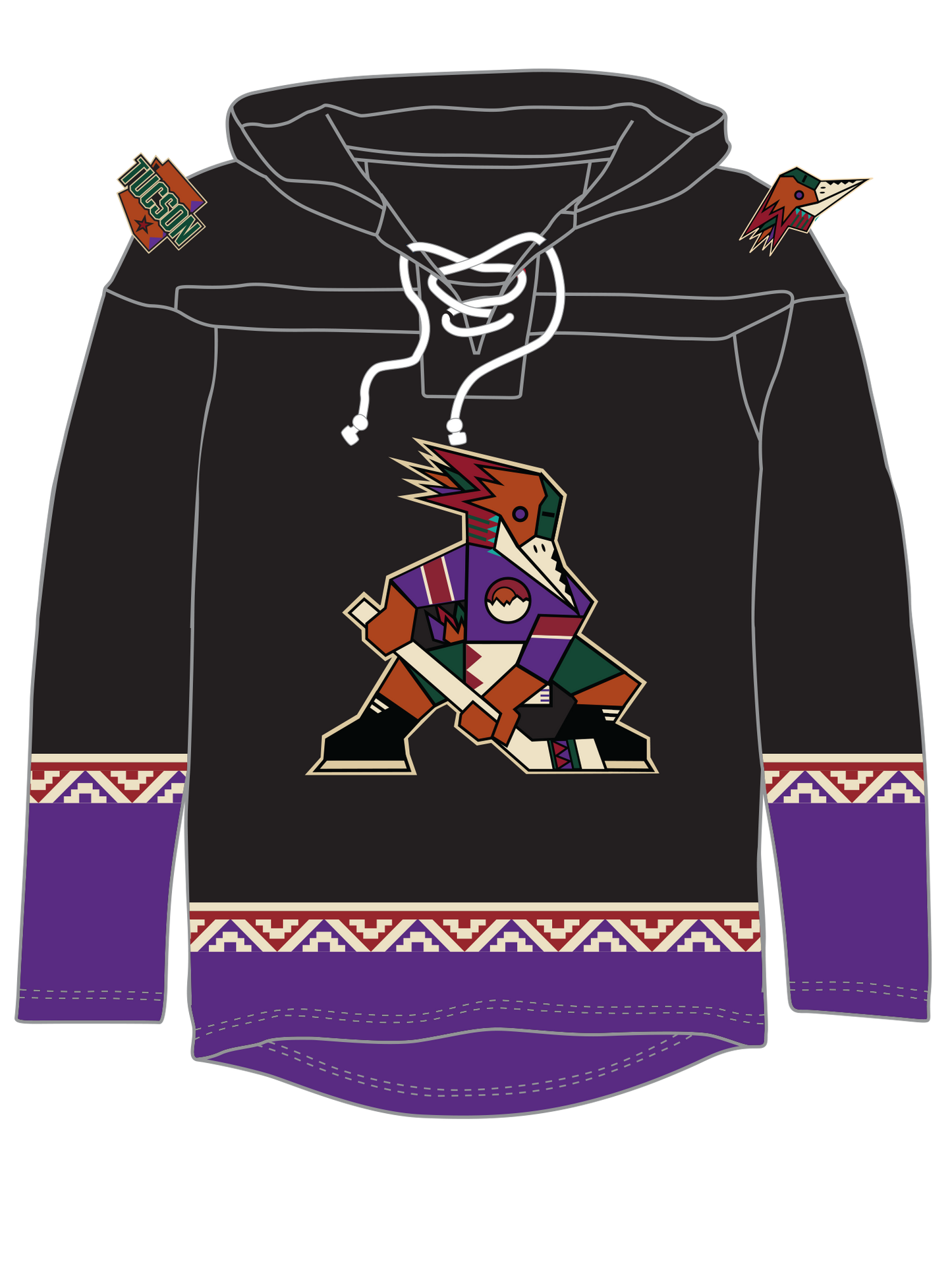 Tucson Roadrunners "Kachina" Alternate AHL Hockey Embroidered Lace Hoodie