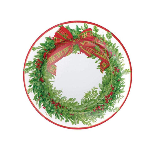 Boxwood and Berries Wreath Paper Salad & Dessert Plates