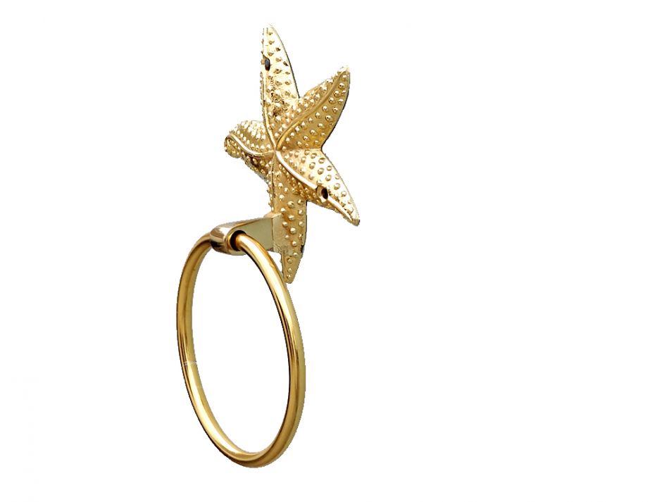 Gold Finish Starfish Towel Holder 9""