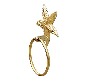 Gold Finish Starfish Towel Holder 9""