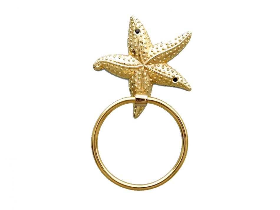 Gold Finish Starfish Towel Holder 9""