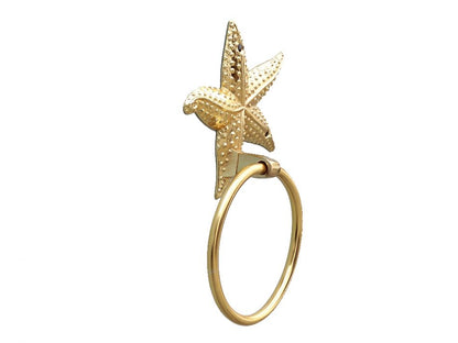 Gold Finish Starfish Towel Holder 9""
