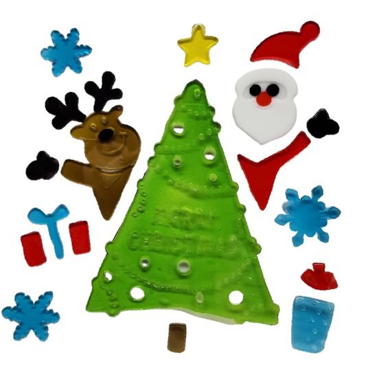 Window Gel Clings - Tree with Santa and Reindeer