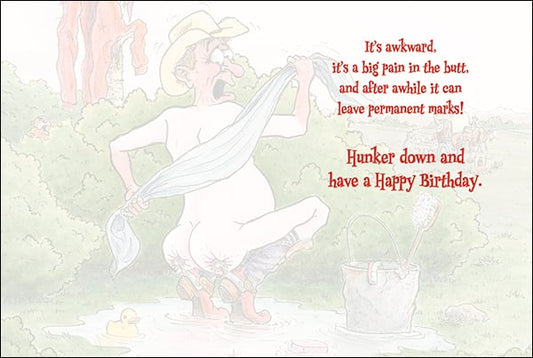 Birthday Card - Squattin With Spurs On