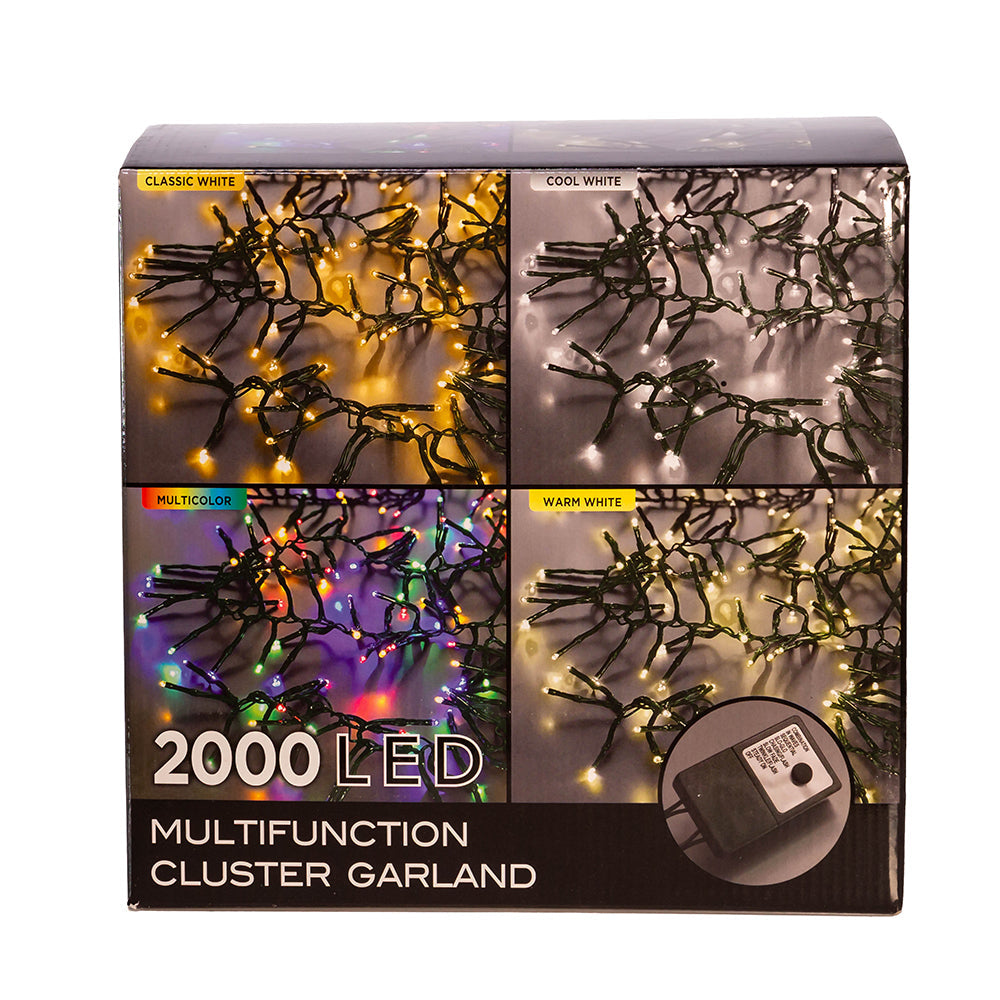 2000-Light Warm White LED Cluster Light Set