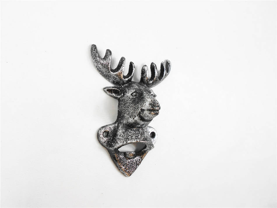 Rustic Silver Cast Iron Deer Bottle Opener 6""