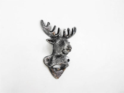 Rustic Silver Cast Iron Deer Bottle Opener 6""