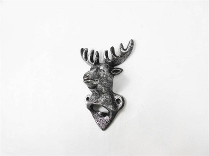 Rustic Silver Cast Iron Deer Bottle Opener 6""