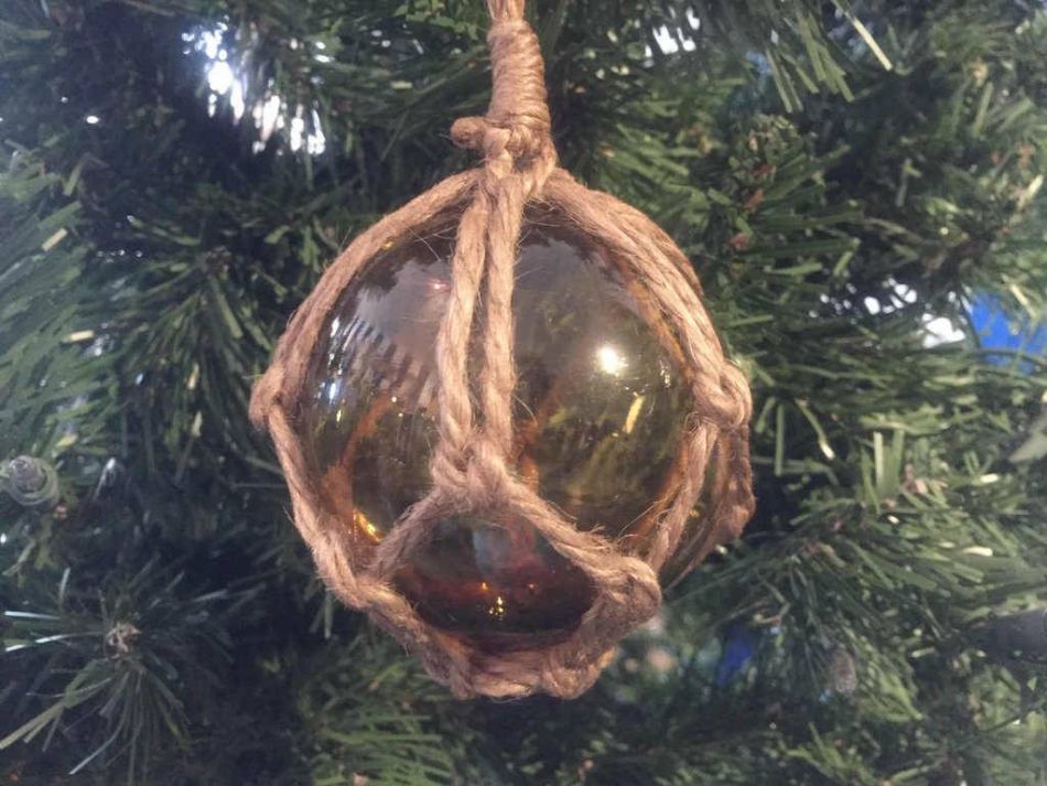 Amber Japanese Glass Ball Fishing Float Decoration Christmas Ornament 3""