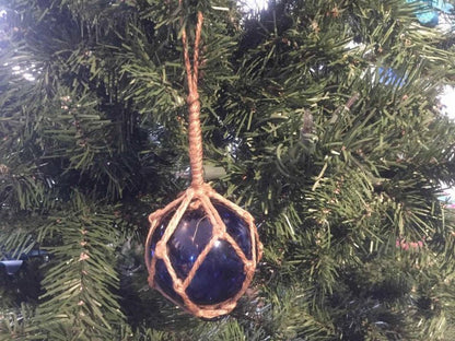 Blue Japanese Glass Ball Fishing Float Decoration Christmas Ornament 3""