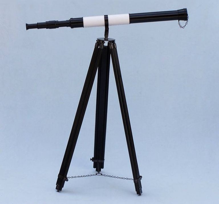 Admirals Floor Standing Oil Rubbed Bronze-White Leather with Black Stand Telescope 60""