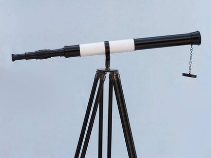 Admirals Floor Standing Oil Rubbed Bronze-White Leather with Black Stand Telescope 60""