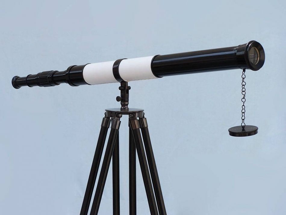Admirals Floor Standing Oil Rubbed Bronze-White Leather with Black Stand Telescope 60""