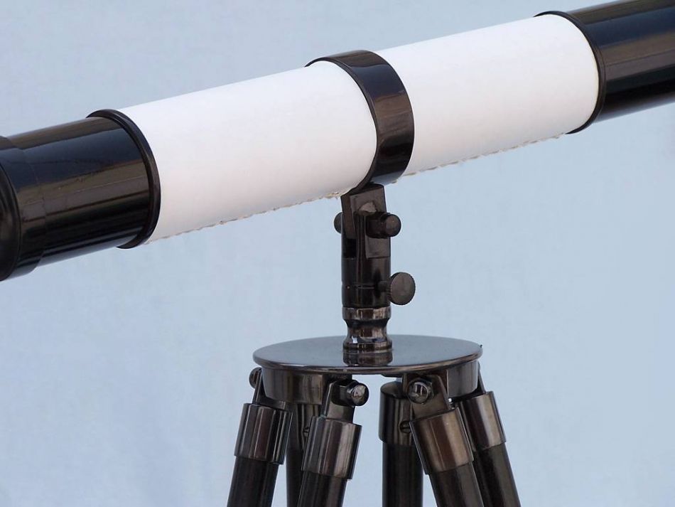 Admirals Floor Standing Oil Rubbed Bronze-White Leather with Black Stand Telescope 60""