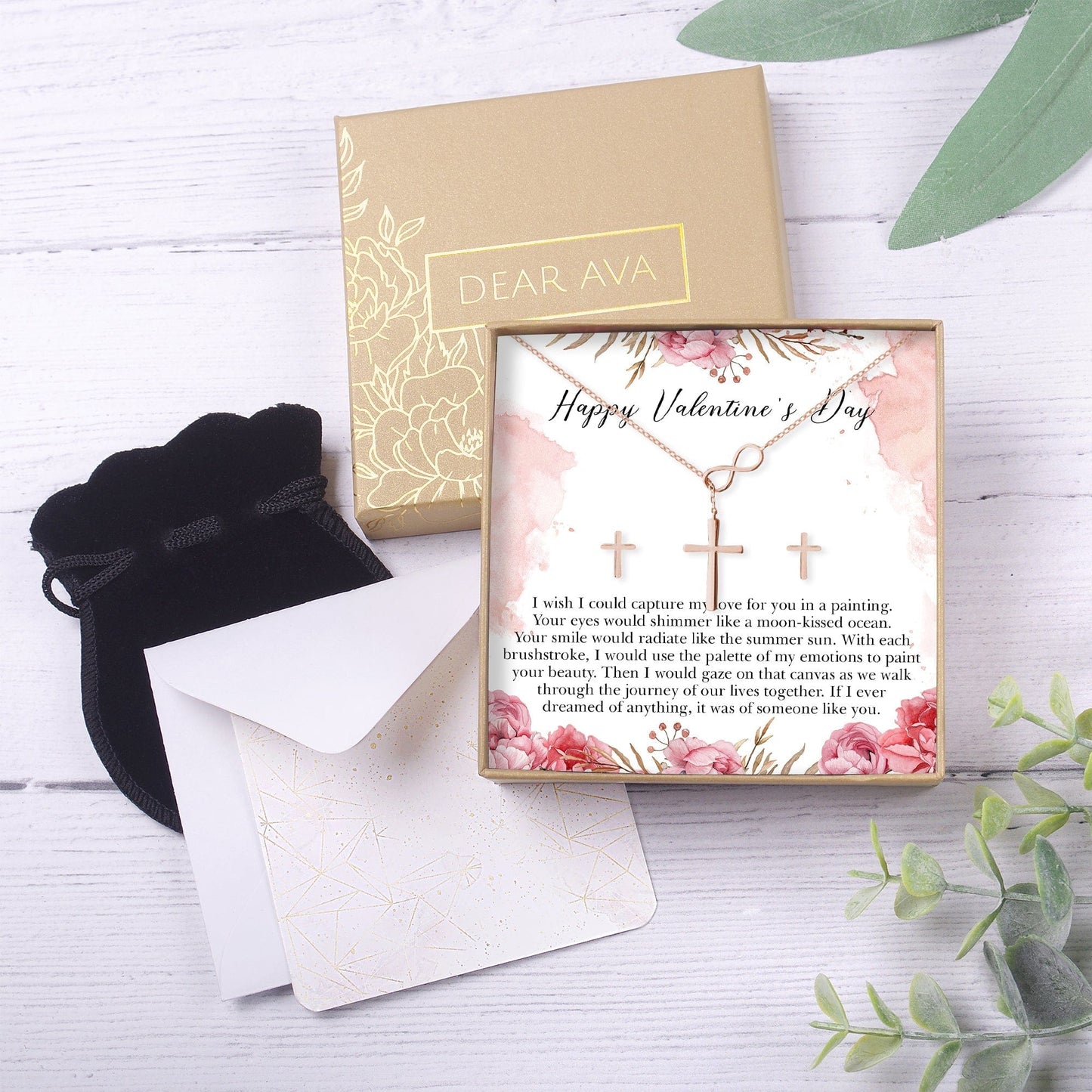 Valentine's Day Cross Earring and Necklace  Jewelry Set