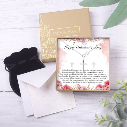 Valentine's Day Cross Earring and Necklace  Jewelry Set