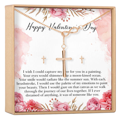 Valentine's Day Cross Earring and Necklace  Jewelry Set