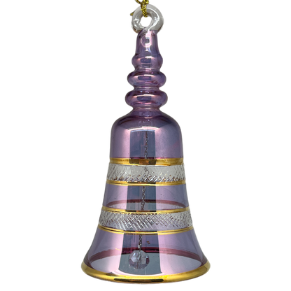 Gold Etched Glass Bell - Purple