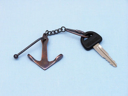 Antique Copper Admiralty Anchor Key Chain 6""