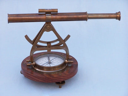 Antique Brass Alidade Compass 14""