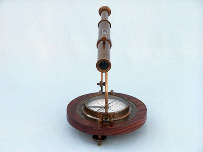 Antique Brass Alidade Compass 14""
