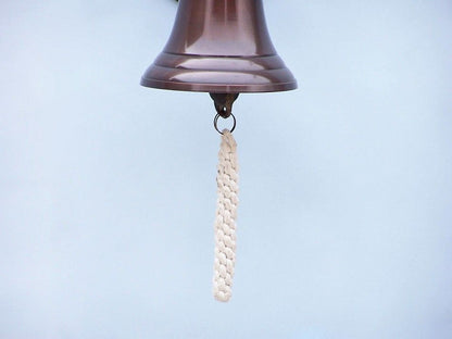Antique Copper Hanging Ship Wheel Bell 8""