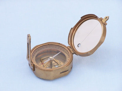 Antique Brass Brunton Pocket Transit Compass with Rosewood Box 4""