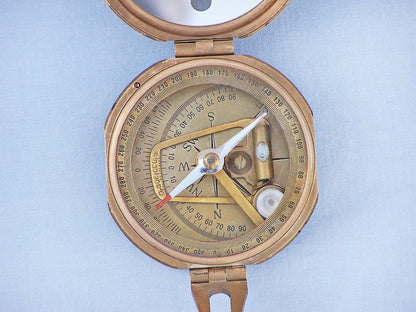 Antique Brass Brunton Pocket Transit Compass with Rosewood Box 4""