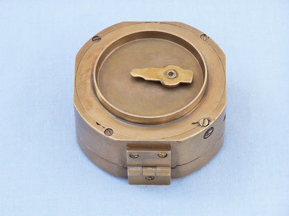 Antique Brass Brunton Pocket Transit Compass with Rosewood Box 4""