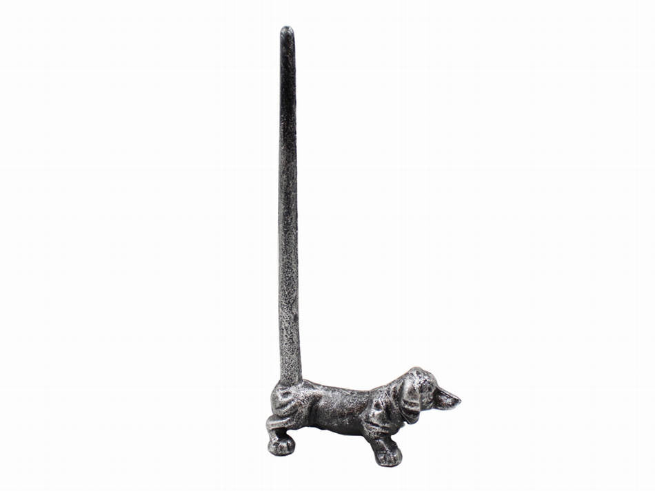 Rustic Silver Cast Iron Dog Paper Towel Holder 12""