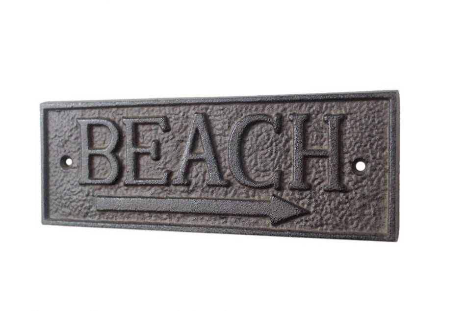 Cast Iron Beach Sign 9""