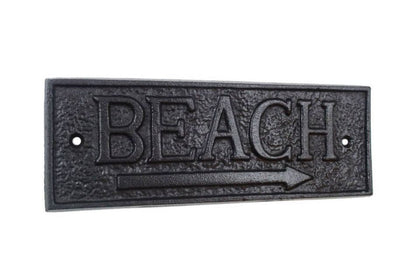 Rustic Black Cast Iron Beach Sign 9""