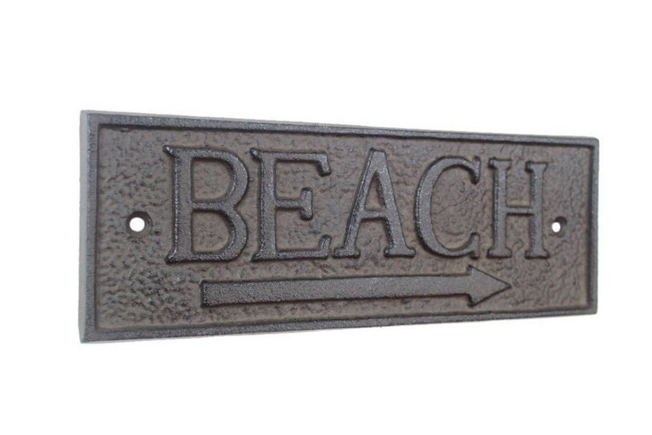 Cast Iron Beach Sign 9""