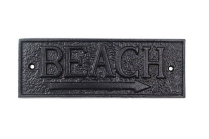 Rustic Black Cast Iron Beach Sign 9""