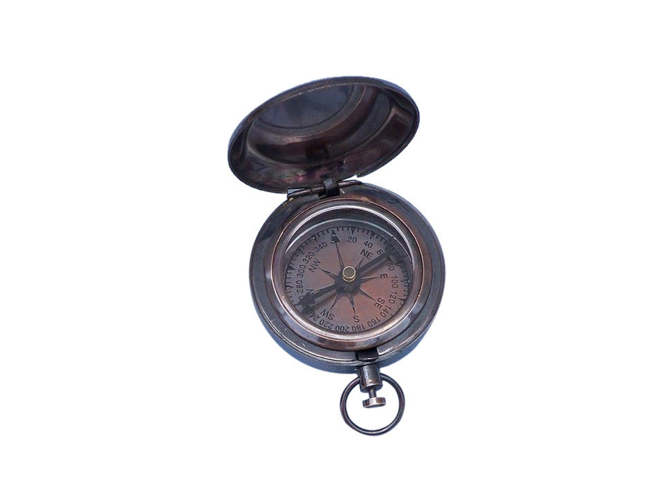 Antique Copper Scout's Push Button Compass 2""