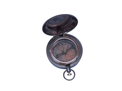 Antique Copper Scout's Push Button Compass 2""