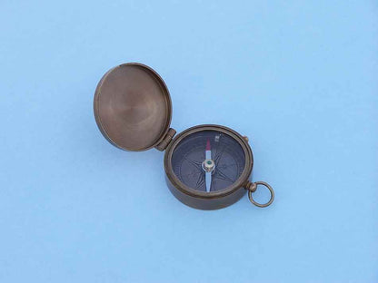 Antique Brass Lewis And Clark Pocket Compass 3""