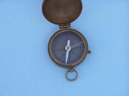 Antique Brass Lewis And Clark Pocket Compass 3""
