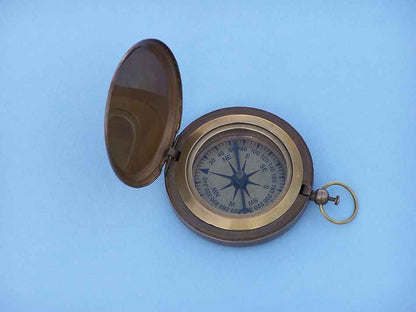 Antique Brass Captain's Push Button Compass 3""